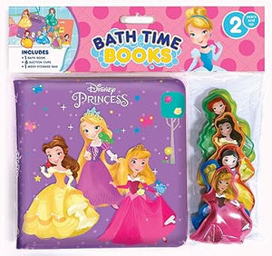 Disney Princess Bath Time Books - Activity Books for kids, Bath book, 6 Padded suction cups, 1 Mesh bag