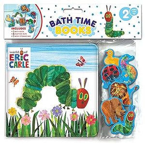 The World of Eric Carle Bath Time Books - Activity Books for kids, Bath book, 6 Padded suction cups, 1 Mesh bag