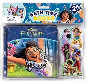 Disney Encanto Bath Time Books - Activity Books for kids, Bath book, 6 Padded suction cups, 1 Mesh bag