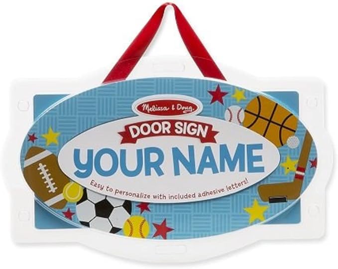 Melissa & Doug Wooden Door Plaque: Sports - Personalized Name