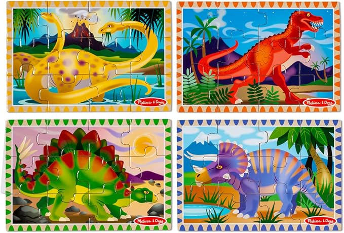 Dinosaurs 4-in-1 Wooden Jigsaw Puzzles