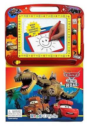 Disney / Pixar Cars on the Road Read & Doodle - Learning resources for kids, a magnetic drawing pad, an easy-to-use pen,