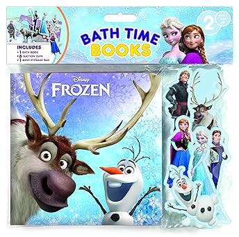 Disney Frozen Bath Time Books - Activity Books for kids, Bath book, 6 Padded suction cups, 1 Mesh bag